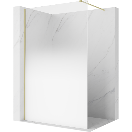 Mexen Kioto Duschwand Walk-in 100 x 200 cm, Ombre Weiß 8 mm, gebürstetes Gold - 800-100-101-55-86