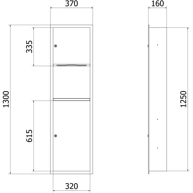 Mexen Linox Wandeingelassener Behälter für Papierhandtücher mit Korb, schwarz matt - 70K003-70 - 70K002-70