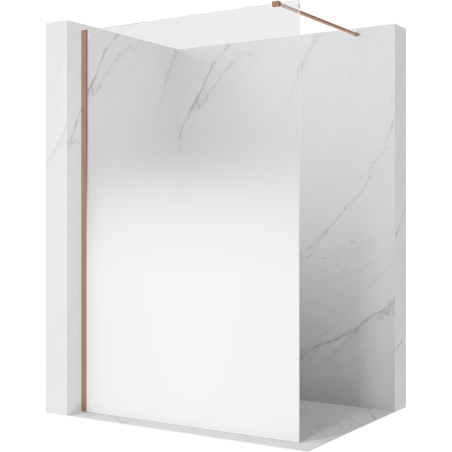 Mexen Kioto Duschwand Walk-in 130 x 200 cm, weißer Ombre 8 mm, gebürstetes Kupfer - 800-130-101-65-86