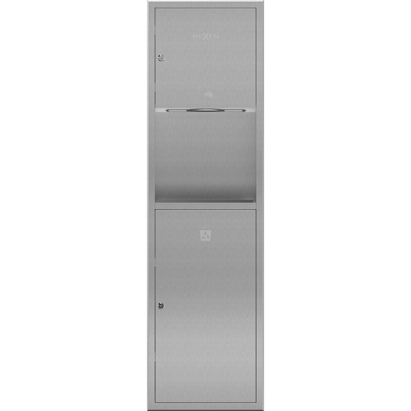 Mexen Linox eingelassener Papierhandtuchspender mit Papierkorb, Inox - 70K003-01 - 70K002-01