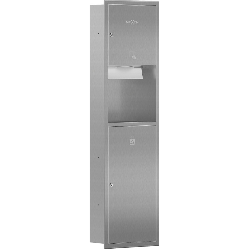 Mexen Linox eingelassener Papierhandtuchspender mit Papierkorb, Inox - 70K003-01 - 70K002-01