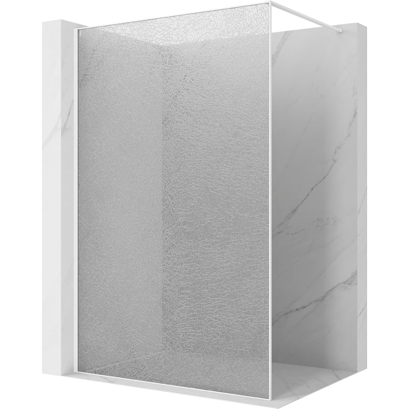 Mexen Kioto Duschwand Walk-in 80 x 200 cm, Crackle transparent 12 mm, weiß - 800-080-101-20-04-X