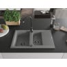 Mexen Gaspar Granitspüle 1,5-Kammer mit Abtropffläche und Küchenarmatur Telma, grau - 6507-71-670200-70-B