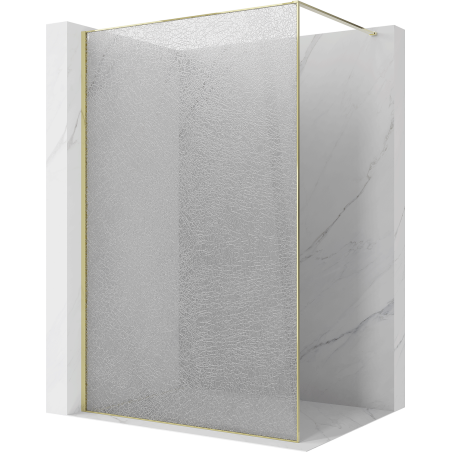 Mexen Kioto Duschwand Walk-in 80 x 200 cm, crackle transparent 12 mm, gold - 800-080-101-50-04-X