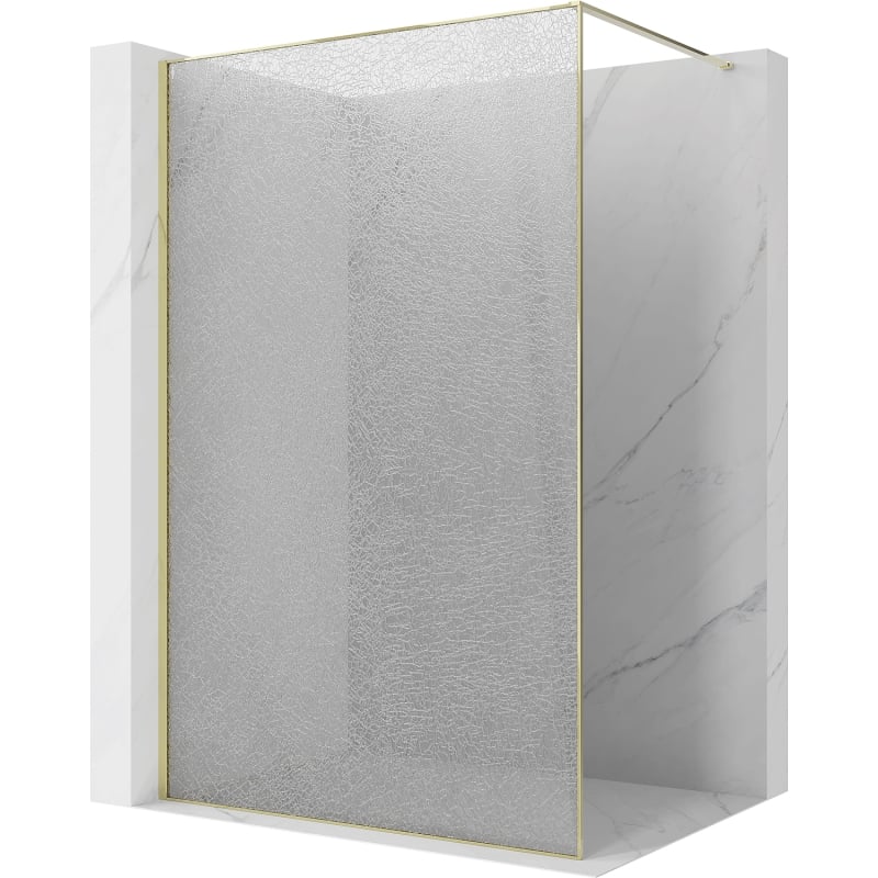 Mexen Kioto Duschwand Walk-in 110 x 200 cm, Crackle transparent 12 mm, gold - 800-110-101-50-04-X