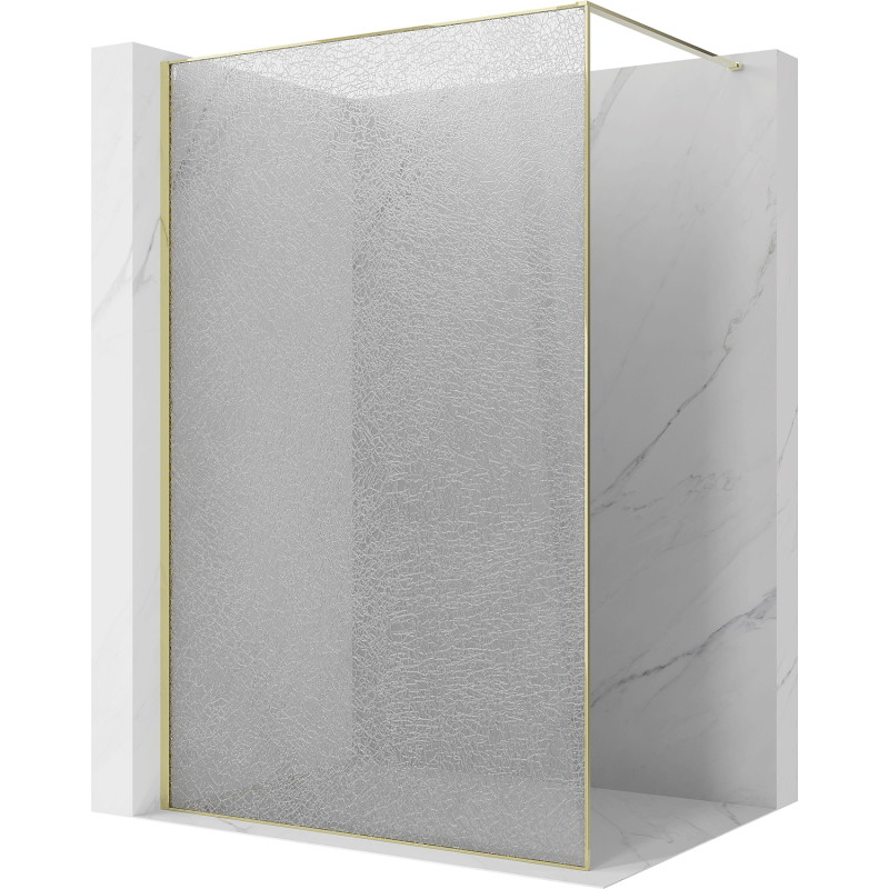 Mexen Kioto Duschwand Walk-in 120 x 200 cm, crackle transparent 12 mm, gold - 800-120-101-50-04-X