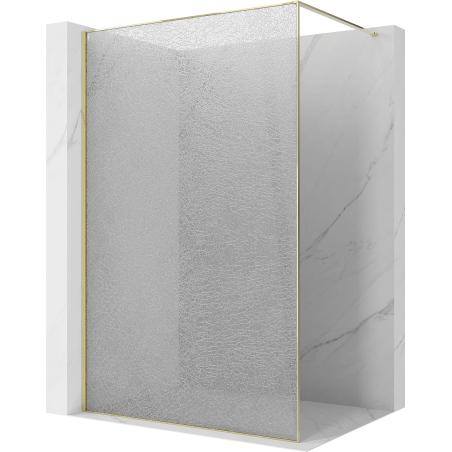 Mexen Kioto Duschwand Walk-in 130 x 200 cm, crackle transparent 12 mm, gold - 800-130-101-50-04-X