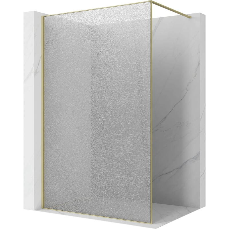 Mexen Kioto Duschwand Walk-in 90 x 200 cm, crackle transparent 12 mm, gold gebürstet - 800-090-101-55-04-X