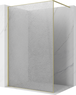 Mexen Kioto Duschwand Walk-in 90 x 200 cm, crackle transparent 12 mm, gold gebürstet - 800-090-101-55-04-X