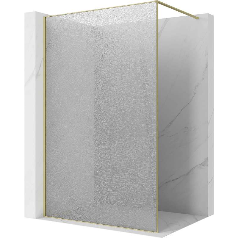 Mexen Kioto Walk-in-Duschwand 110 x 200 cm, Crackle transparent 12 mm, gebürstetes Gold - 800-110-101-55-04-X