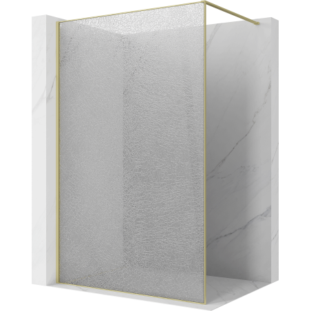 Mexen Kioto Walk-in-Duschwand 110 x 200 cm, Crackle transparent 12 mm, gebürstetes Gold - 800-110-101-55-04-X