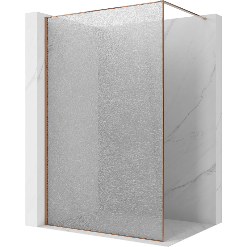 Mexen Kioto Duschrückwand Walk-in 70 x 200 cm, Crackle Transparent 12 mm, Roségold - 800-070-101-60-04-X