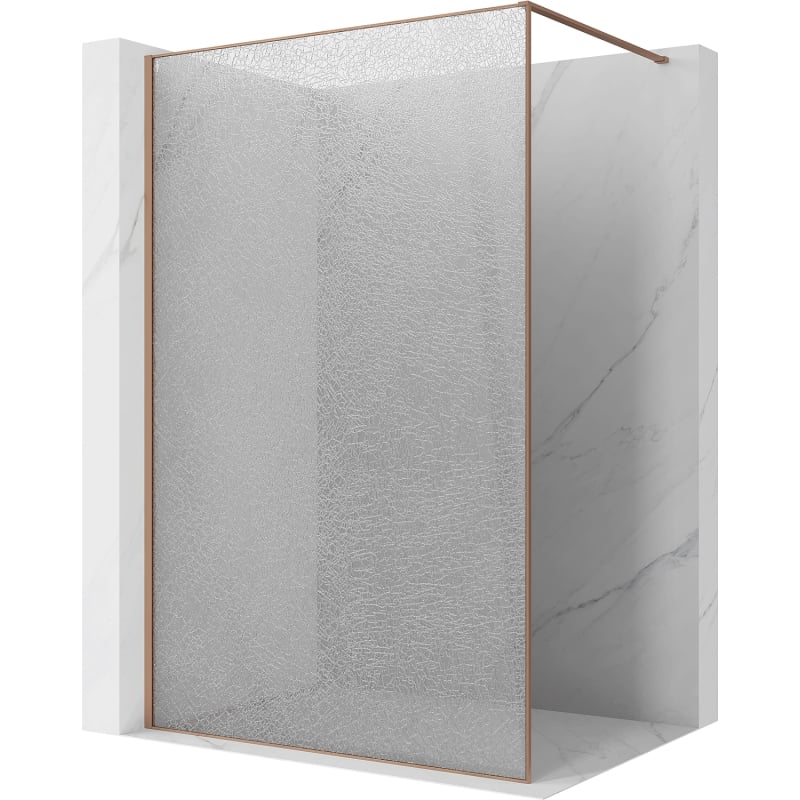 Mexen Kioto Duschwand Walk-in 100 x 200 cm, Crackle Transparent 12 mm, gebürstetes Kupfer - 800-100-101-65-04-X