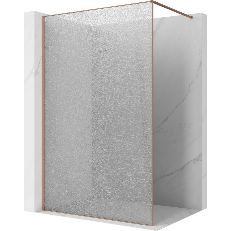 Mexen Kioto Duschwand Walk-in 130 x 200 cm, crackle transparent 12 mm, gebürstetes Kupfer - 800-130-101-65-04-X