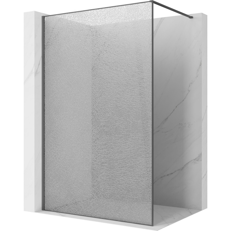 Mexen Kioto Duschwand Walk-in 100 x 200 cm, crackle transparent 12 mm, gun gray gebürstet - 800-100-101-66-04-X