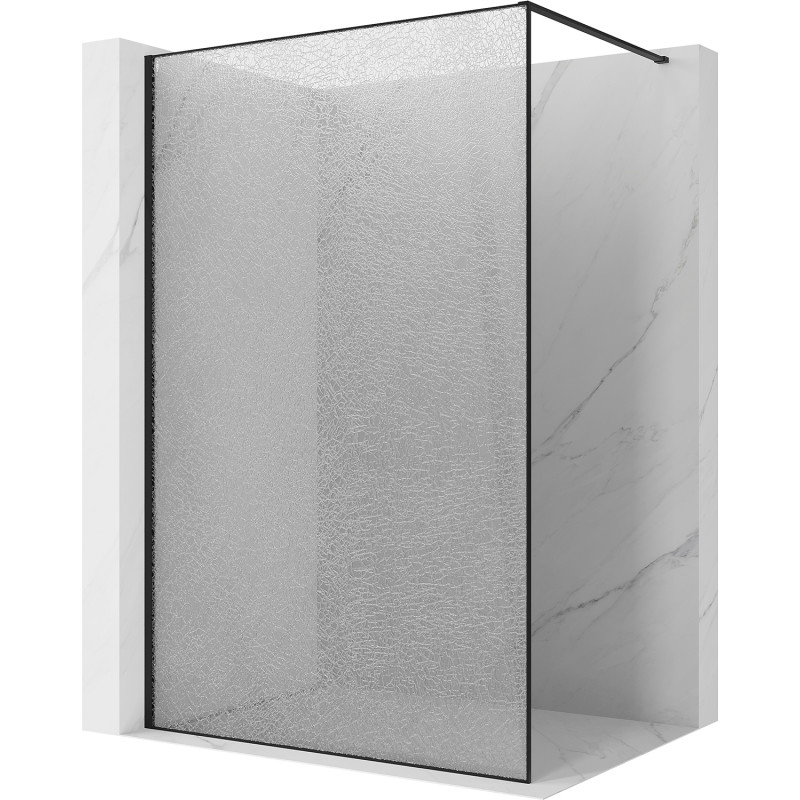Mexen Kioto Duschwand Walk-in 160 x 200 cm, crackle transparent 12 mm, schwarz - 800-160-101-70-04-X