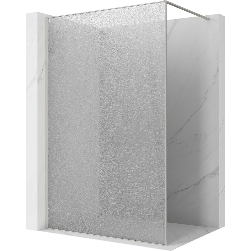Mexen Kioto Duschwand Walk-in 80 x 200 cm, crackle transparent 12 mm, gebürsteter Nickel - 800-080-101-97-04-X