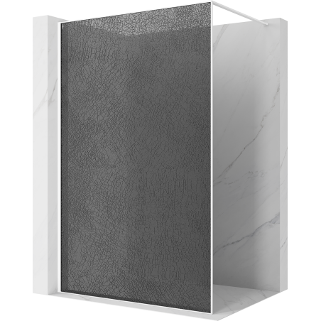 Mexen Kioto Duschwand Walk-in 70 x 200 cm, Crackle Grafit 12 mm, Weiß - 800-070-101-20-44-X