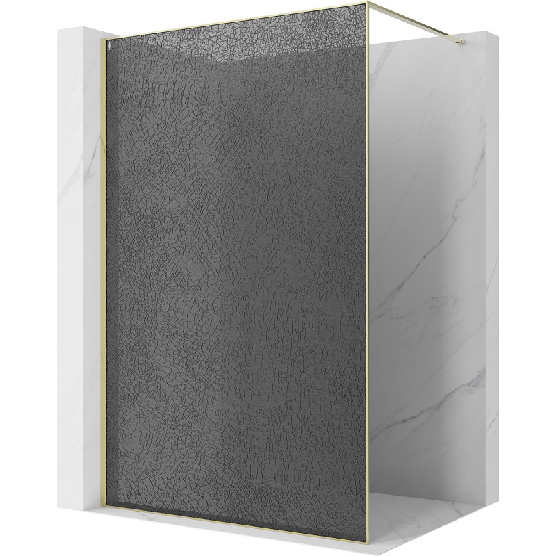 Mexen Kioto Duschwand Walk-in 70 x 200 cm, Crackle Grafit 12 mm, Gold - 800-070-101-50-44-X