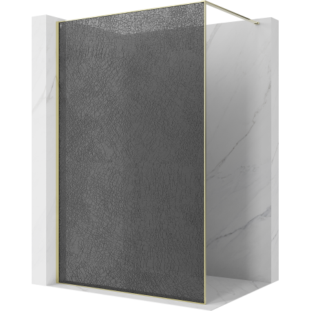 Mexen Kioto Duschwand Walk-in 110 x 200 cm, Crackle Graphit 12 mm, gold - 800-110-101-50-44-X
