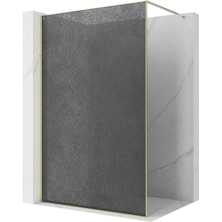 Mexen Kioto Duschwand Walk-in 130 x 200 cm, Crackle Graphit 12 mm, Gold - 800-130-101-50-44-X