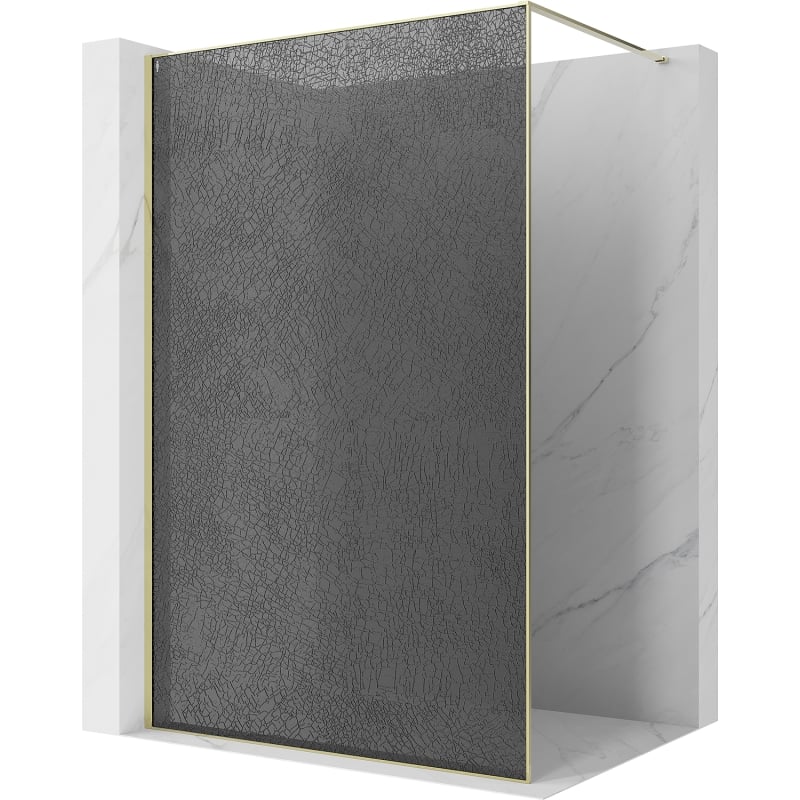 Mexen Kioto Duschabtrennung Walk-in 160 x 200 cm, Crackle Graphit 12 mm, Gold - 800-160-101-50-44-X