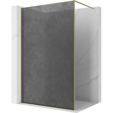 Mexen Kioto Duschwand Walk-in 90 x 200 cm, Crackle Grafit 12 mm, gebürstetes Gold - 800-090-101-55-44-X