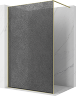 Mexen Kioto Duschwand Walk-in 150 x 200 cm, crackle graphit 12 mm, gebürstetes Gold - 800-150-101-55-44-X