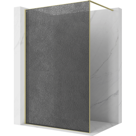 Mexen Kioto Duschwand Walk-in 160 x 200 cm, Crackle Grafit 12 mm, gebürstetes Gold - 800-160-101-55-44-X