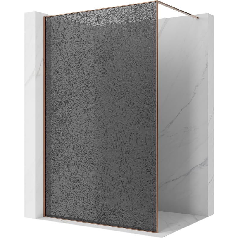 Mexen Kioto Duschwand Walk-in 80 x 200 cm, Crackle Graphit 12 mm, Roségold - 800-080-101-60-44-X