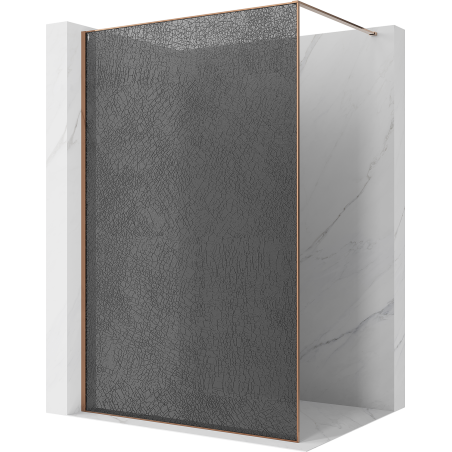 Mexen Kioto Duschwand Walk-in 120 x 200 cm, Crackle-Graphit 12 mm, Roségold - 800-120-101-60-44-X