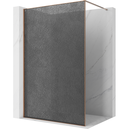 Mexen Kioto Duschwand Walk-in 140 x 200 cm, Crackle Graphit 12 mm, Roségold - 800-140-101-60-44-X