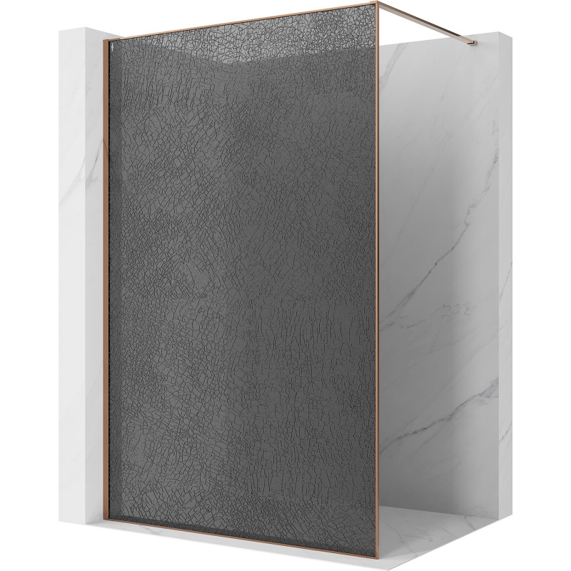 Mexen Kioto Duschwand Walk-in 160 x 200 cm, Crackle Graphit 12 mm, Roségold - 800-160-101-60-44-X