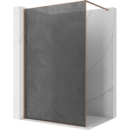 Mexen Kioto Duschwand Walk-in 120 x 200 cm, Crackle Grafit 12 mm, gebürstetes Kupfer - 800-120-101-65-44-X