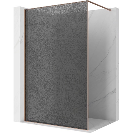 Mexen Kioto Duschwand Walk-in 150 x 200 cm, Crackle Graphit 12 mm, Gebürstetes Kupfer - 800-150-101-65-44-X