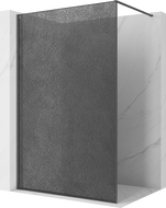 Mexen Kioto Duschwand Walk-in 100 x 200 cm, Crackle Graphit 12 mm, Gebürstet Gun Gray - 800-100-101-66-44-X