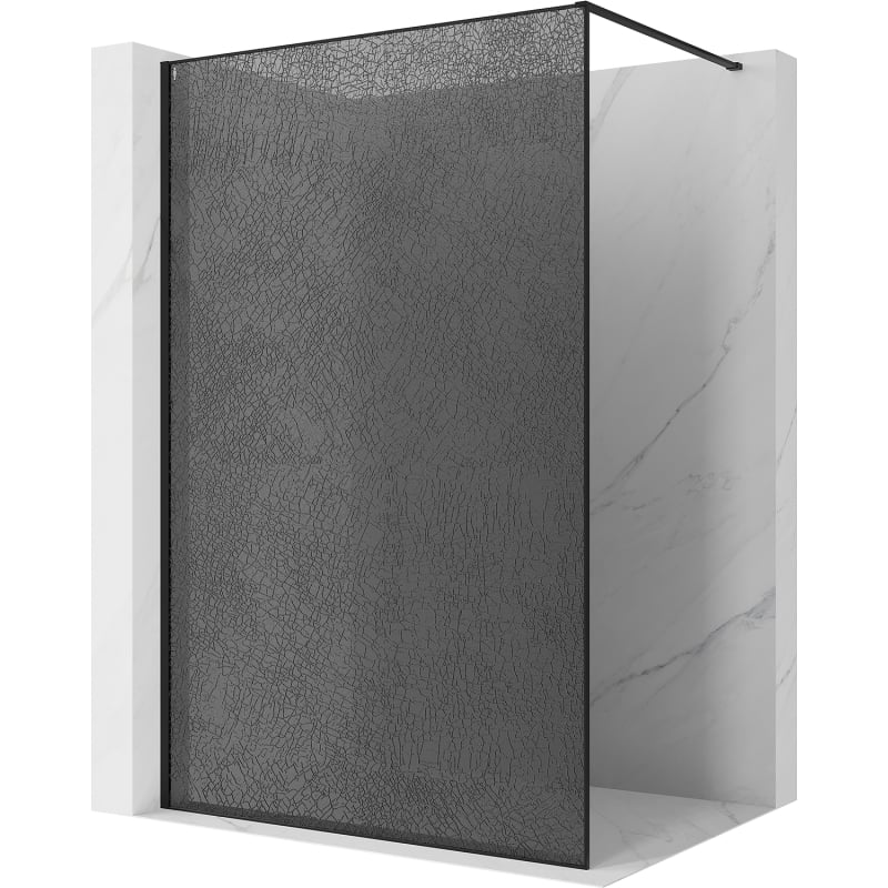 Mexen Kioto Duschwand Walk-in 140 x 200 cm, crackle graphite 12 mm, schwarz - 800-140-101-70-44-X