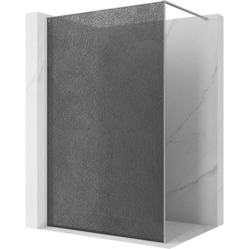 Mexen Kioto Duschwand Walk-in 80 x 200 cm, crackle grafit 12 mm, gebürsteter Nickel - 800-080-101-97-44-X