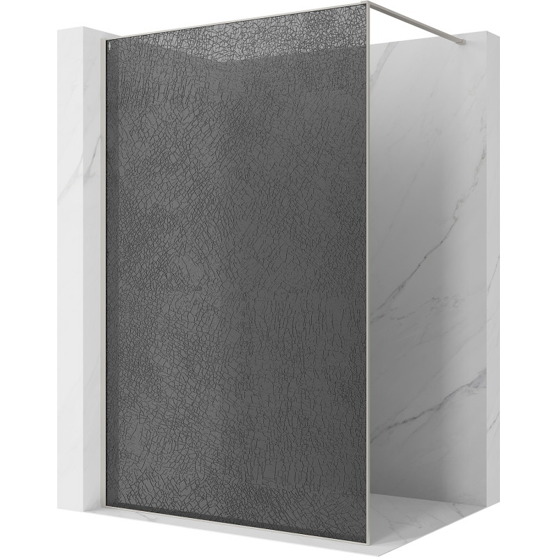 Mexen Kioto Duschwand Walk-in 160 x 200 cm, Crackle Grafit 12 mm, gebürsteter Nickel - 800-160-101-97-44-X