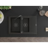Mexen Gaspar Granitspüle 1,5-fach mit Abtropffläche und Küchenarmatur Telma, Schwarz/Gold - 6507-75-670200-70-B