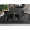 Mexen Gaspar Granitspüle 1,5-fach mit Abtropffläche und Küchenarmatur Telma, Schwarz/Gold - 6507-75-670200-70-B