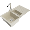 Mexen Matias Granitspüle 1,5 Becken mit Abtropffläche und Küchenarmatur Duero, beige - 6502-69-671600-00