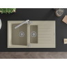 Mexen Matias Granitspüle 1,5 Becken mit Abtropffläche und Küchenarmatur Duero, beige - 6502-69-671600-00