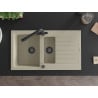 Mexen Matias Granitspüle 1,5-beckig mit Abtropffläche und Küchenarmatur Duero, beige - 6502-69-671600-70