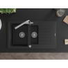 Mexen Matias Granitspüle 1,5-fach mit Abtropffläche und Küchenarmatur Duero, schwarz/silber metallisch - 6502-73-671600-00