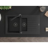 Mexen Matias Granitspüle 1,5-Kammer mit Abtropffläche und Küchenarmatur Duero, schwarz/silber - 6502-73-671600-70-B