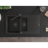 Mexen Matias Granitspüle 1,5-Becken mit Abtropffläche und Küchenarmatur Duero, schwarz/gold - 6502-75-671600-70-B