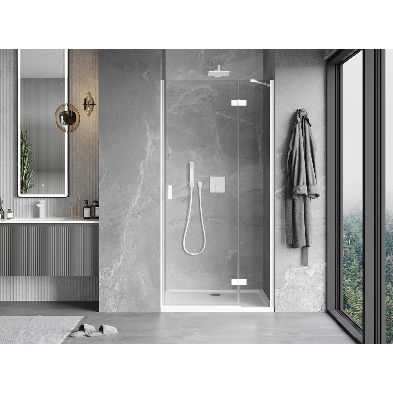 Mexen Mist-H Schwenkbare Duschkabinentür rechts 70 cm, transparent, weiß - 8A5-070-000-20-00-P