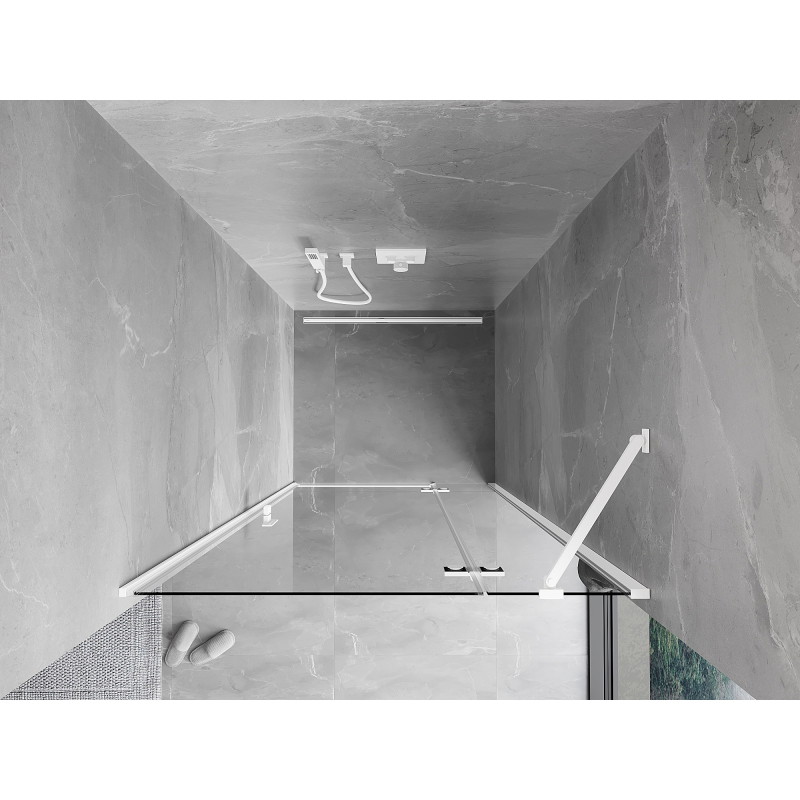 Mexen Mist-H Duschwand mit schwenkbarer rechter Tür 105 cm, transparent, weiß - 8A5-105-000-20-00-P