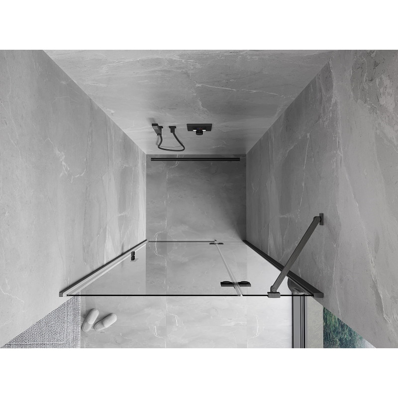 Mexen Mist-H Duschtür, rechts öffnend, 70 cm, transparent, gebürstetes Gun Gray - 8A5-070-000-66-00-P